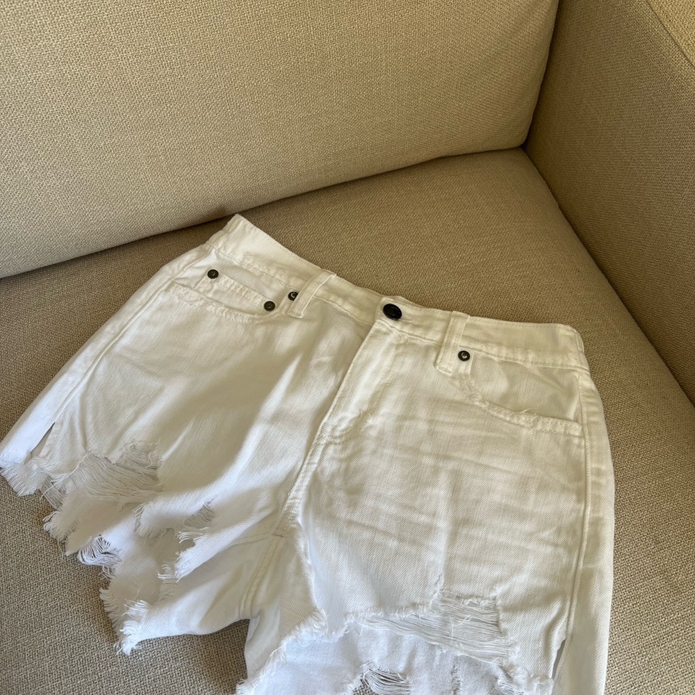 Aerie White Frayed Jean Shorts